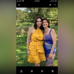 Pleated gold mini cocktail wedding dress